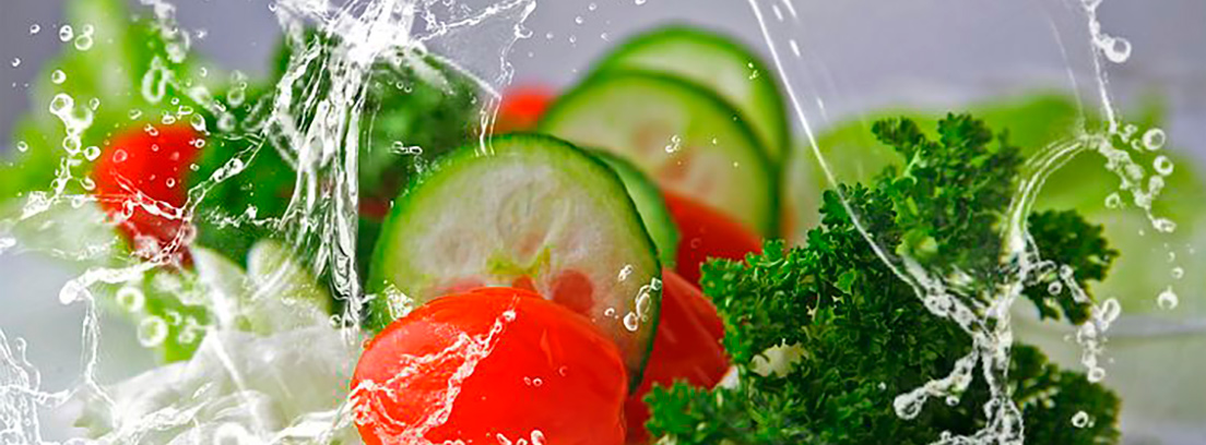 Verduras salpicadas con agua