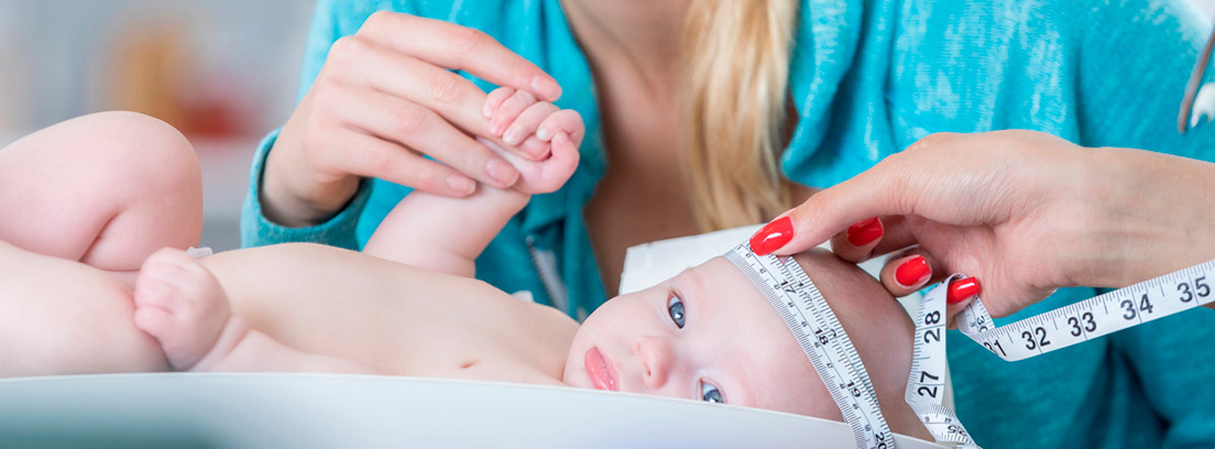 reconocimiento bebé, medidas perímetro cefálico y peso
