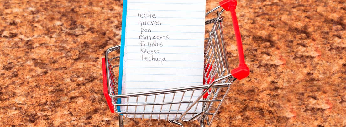 lista de la compra dentro de un carro