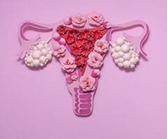 Diferencias entre Ovario poliquístico y Síndrome de ovario poliquístico: aparato reproductor femenino realizado con flores