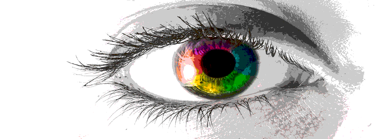 Cambiar el color de los ojos: ojo con el iris de colores