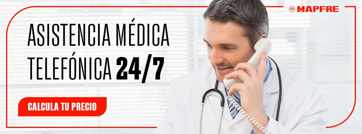 Médico hablando por teléfono. Orientación médica 24/7