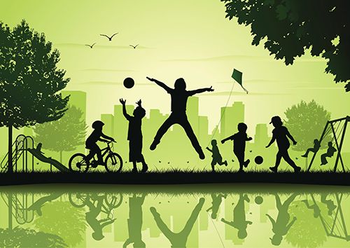 Naturaleza sombras de niños jugando en un parque