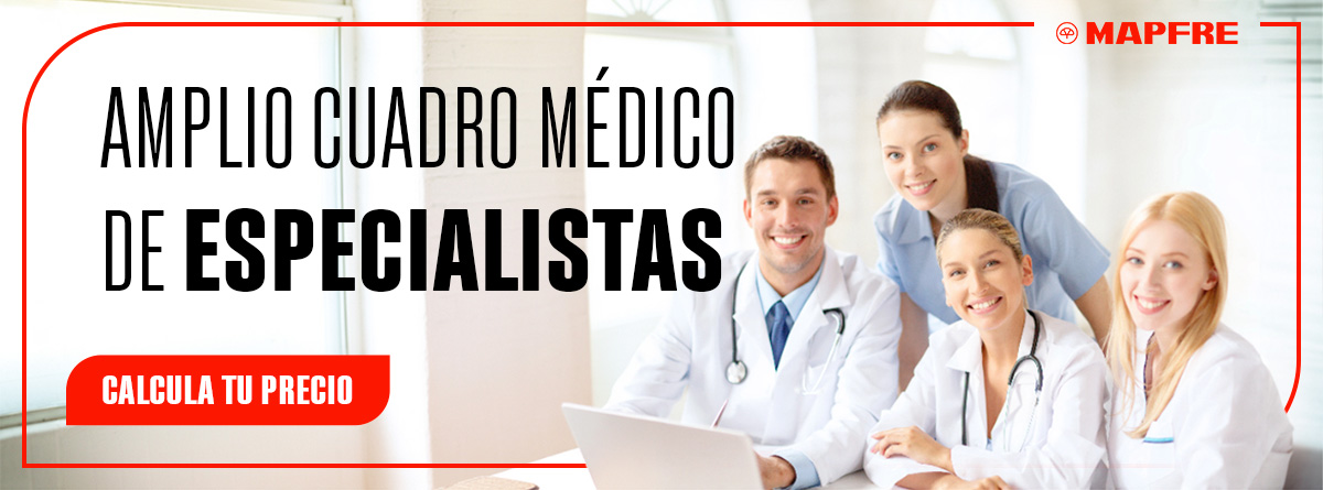 Grupo de médicos sonrientes. Cuadro médico especialistas